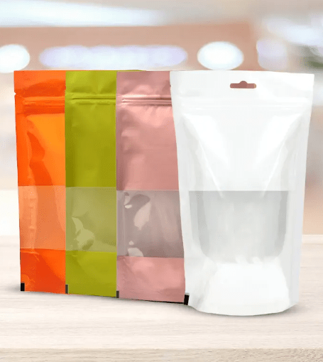 پاکت ایستاده زیپ دار پنجره مستطیل